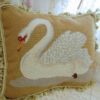 Elegant Swan Needlepoint Pillow