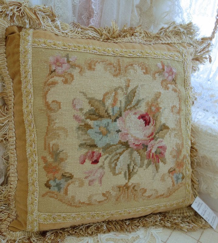 Floral Enhancing Needlepoint Pillow