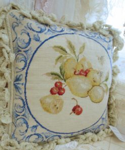 Lemon and Cherries Needlepoint Pillow