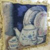 Teapot and Dishes Needlepoint Pillow