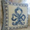 Blue Fleur-de-Lis Needlepoint Pillow