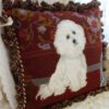 Fluffy White Dog Needlepoint Pillow