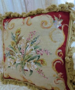 Floral Scrolls Needlepoint Pillow