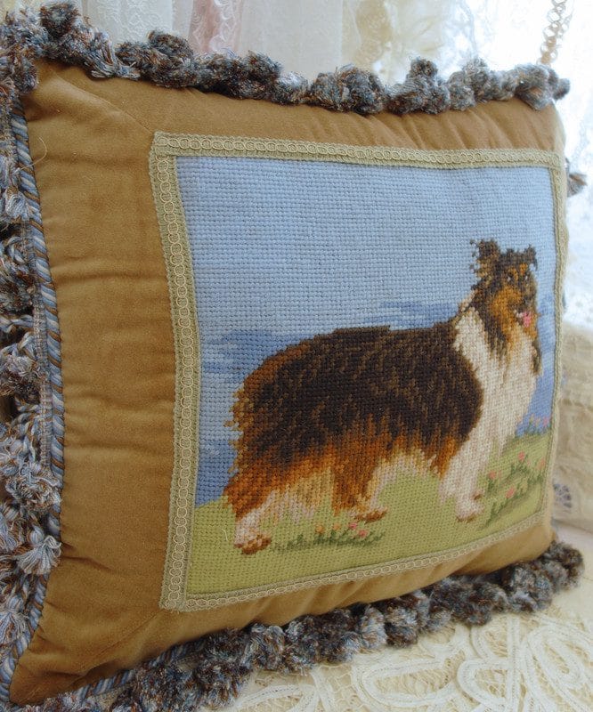 Collie Dog Needlepoint Pillow