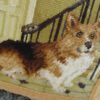 Dog on Stairs Needlepoint Pillow