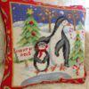 Penguin and the Christmas Scene Needlepoint Pillow