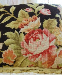 Victorian Rose Needlepoint Pillow