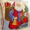 Santa with Gifts Needlepoint Pillow