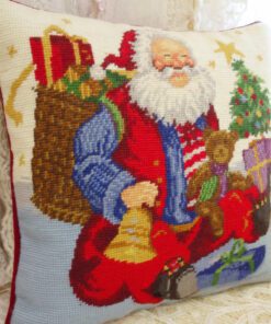 Santa with Gifts Needlepoint Pillow