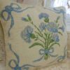 Blue Floral Bouquet Needlepoint Pillow