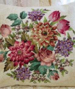 Vibrant Floral Arrangement Needlepoint Pillow