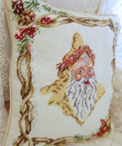 Handmade Needlepoint Santa Claus Toy Pillow