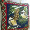 Bird on Pine Cone Needlepoint Pillow