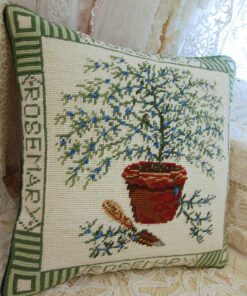 Rosemary Plant Needlepoint Pillow