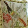 Colorful, Vibrant Peacock Needlepoint Pillow with Flowers