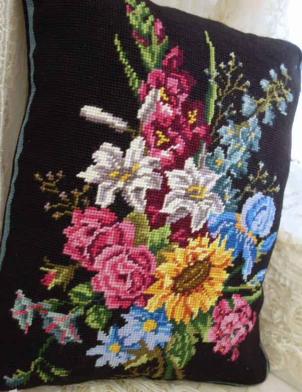 Sunflowers Needlepoint Pillow- Roses Needlepoint Pillow