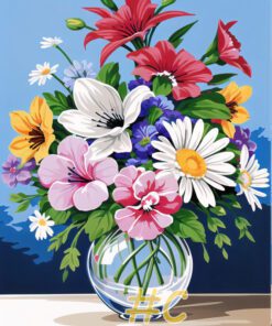 Mixed Flowers Bouquet Needlepoint Canvas