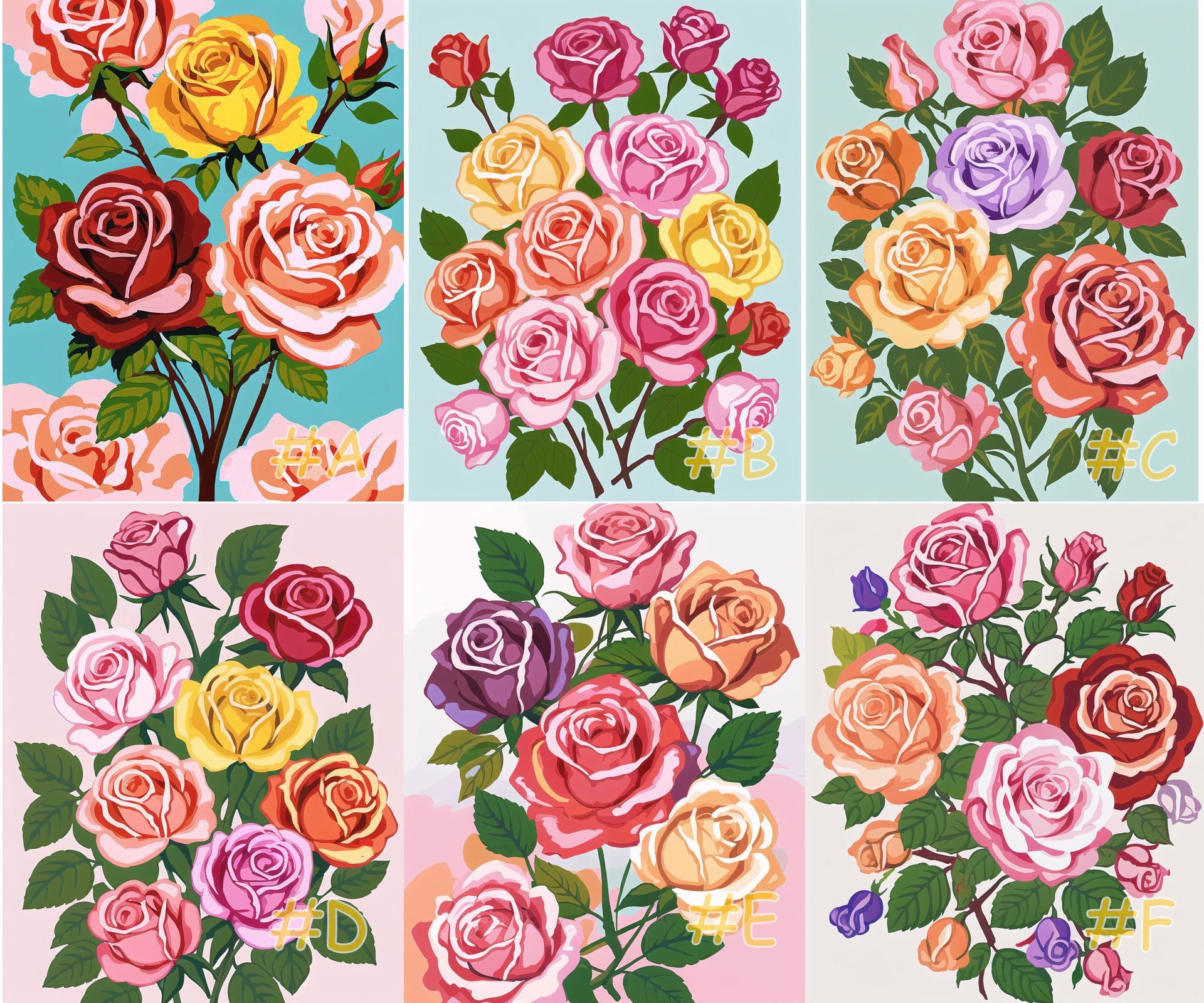 Mini Elegant Rose Bouquet Needlepoint Canvas