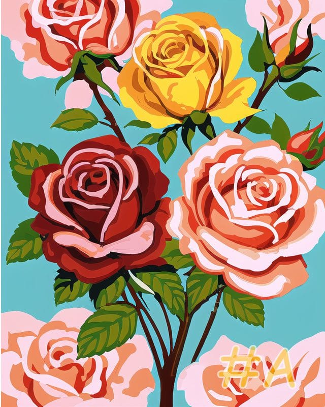 Mini Elegant Rose Bouquet Needlepoint Canvas