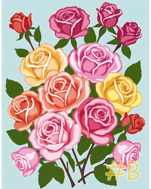 Mini Elegant Rose Bouquet Needlepoint Canvas