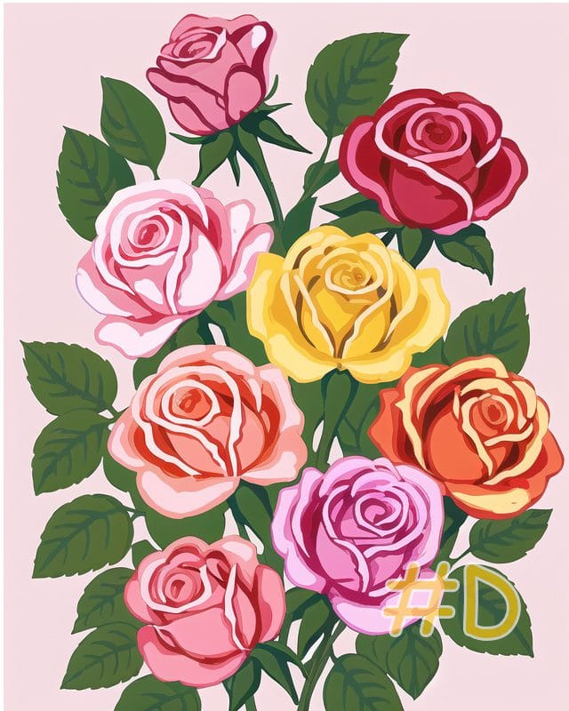 Mini Elegant Rose Bouquet Needlepoint Canvas