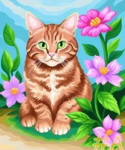 Cat & Flowers Needlepoint Canvases