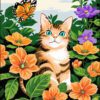 Cat & Flowers Needlepoint Canvases