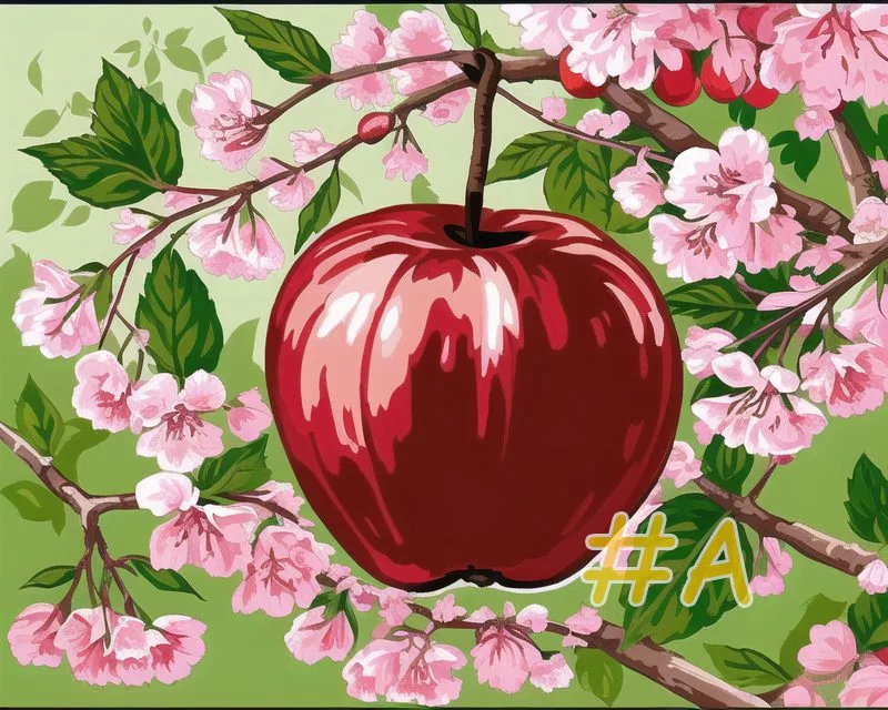 Apple Blossoms & Fruits Needlepoint Canvas