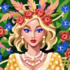 Queen of the Bohemian Flowers Needlepoint Canvas