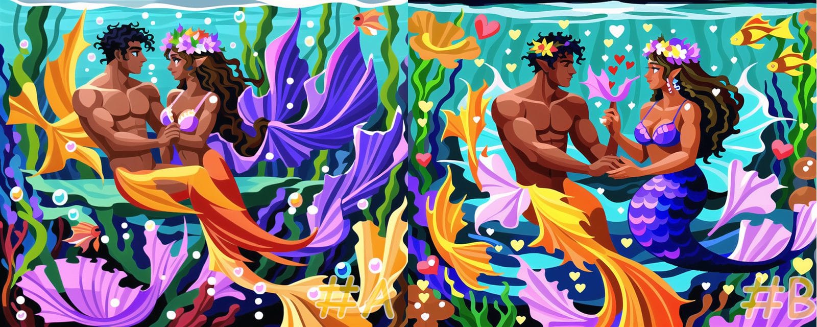 Mermaid Romance Needlepoint Canvas from Whimzy
