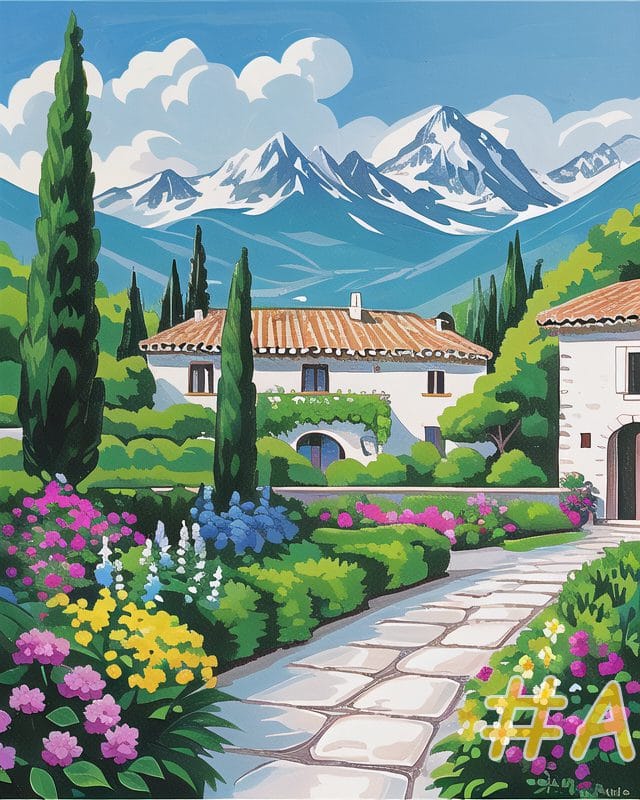 Mediterranean Garden Needlepoint Canvas