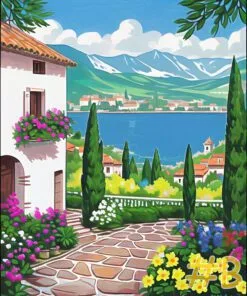 Mediterranean Garden Needlepoint Canvas