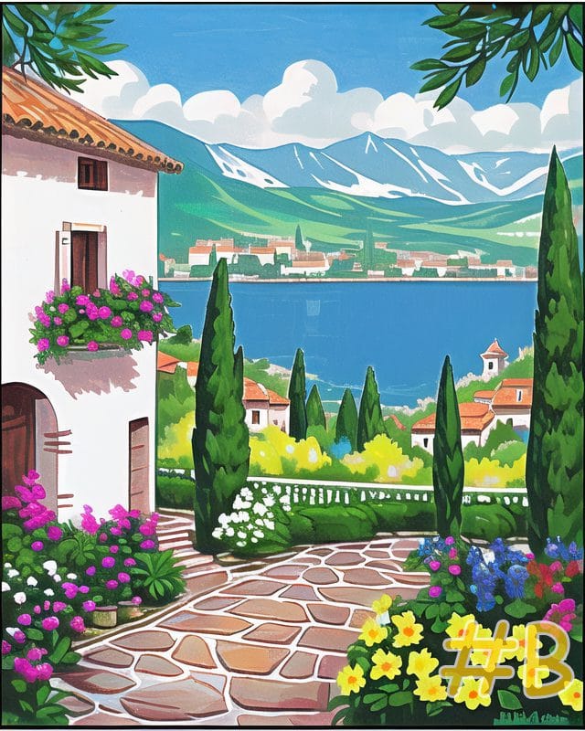 Mediterranean Garden Needlepoint Canvas
