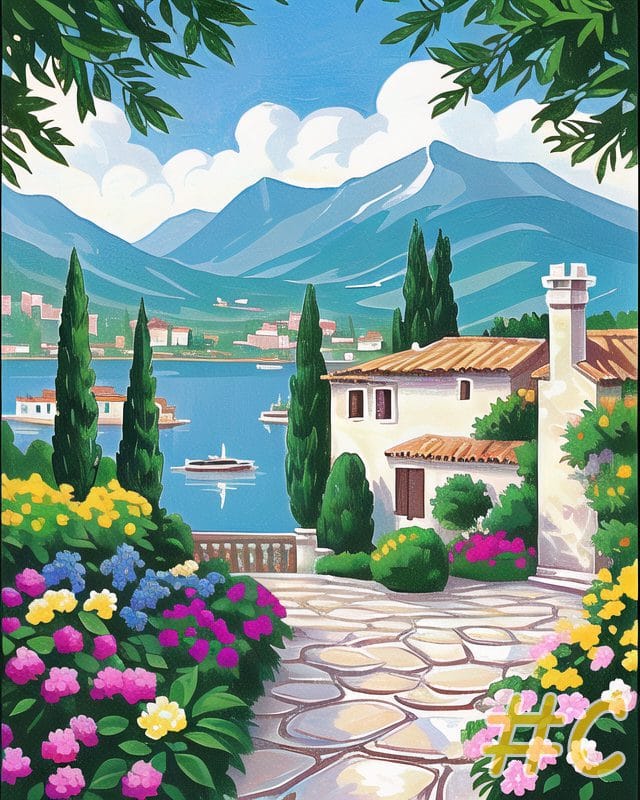 Mediterranean Garden Needlepoint Canvas