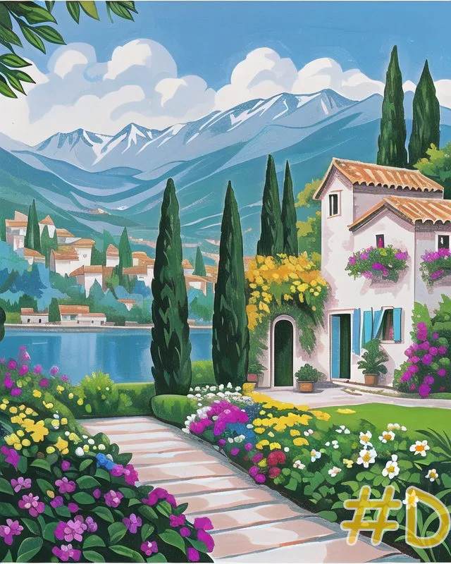 Mediterranean Garden Needlepoint Canvas