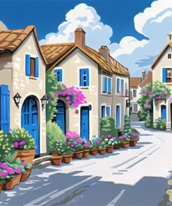 European Village Street Needlepoint Canvas