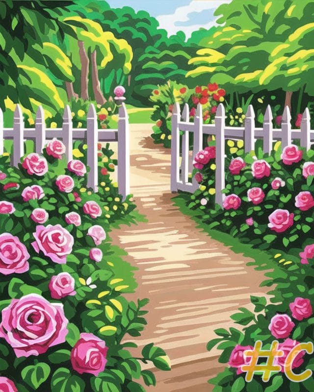 Vintage Garden Path Needlepoint Canvas