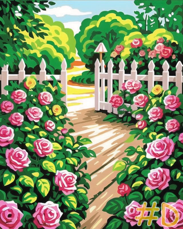 Vintage Garden Path Needlepoint Canvas