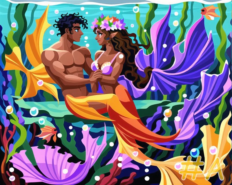 Mermaid Romance Needlepoint Canvas from Whimzy