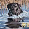 BLACK LAB Needlepoint Canvas ~ Standing in Water