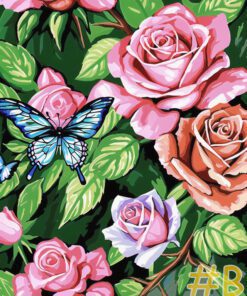 Rose Garden and Butterflies Needlepoint Canvas