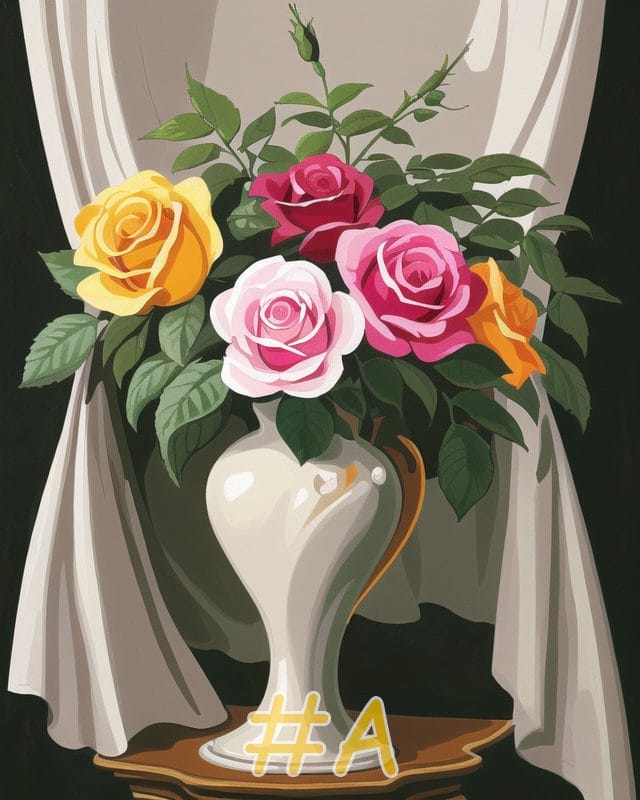 Rose Vase Needlepoint Canvas