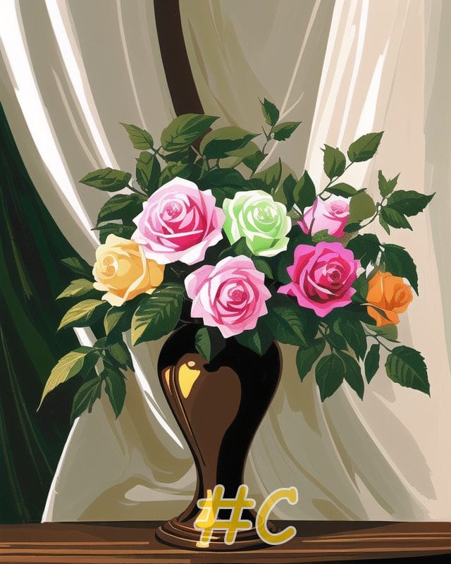 Rose Vase Needlepoint Canvas