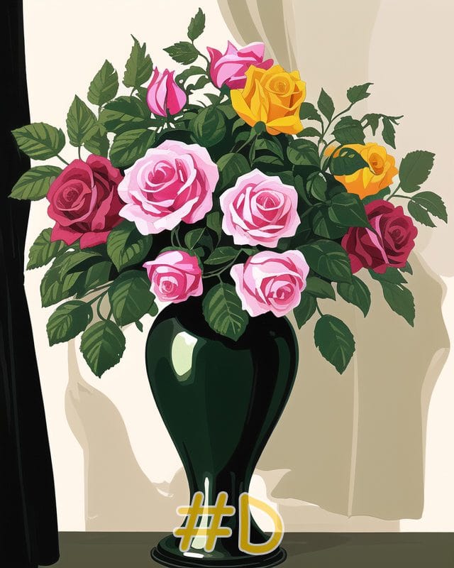 Rose Vase Needlepoint Canvas