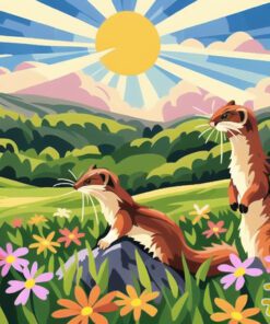 Sunlit Meadow Ferret Tapestry Canvas