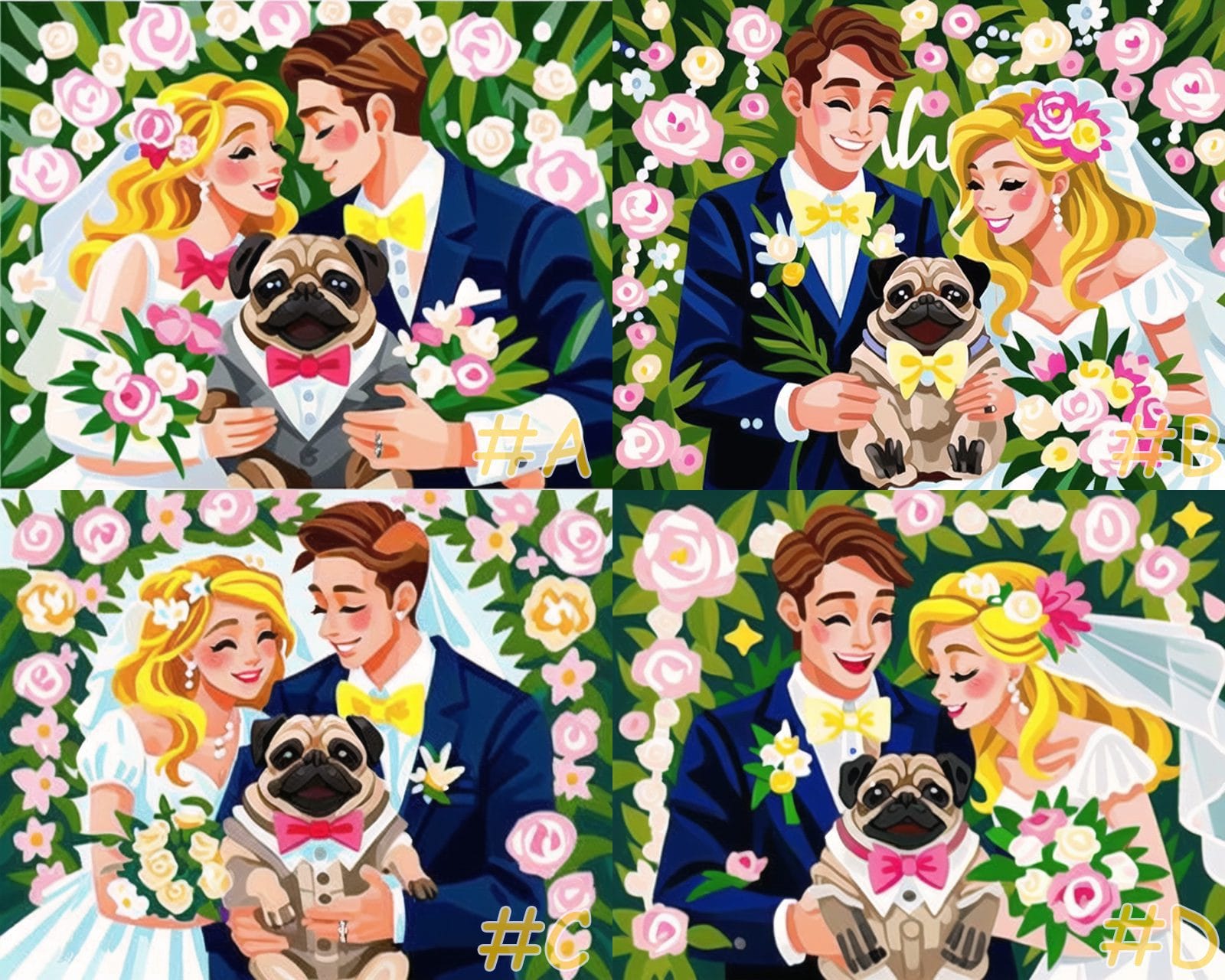 Pug In Wedding Day -Needlepoint Canvas