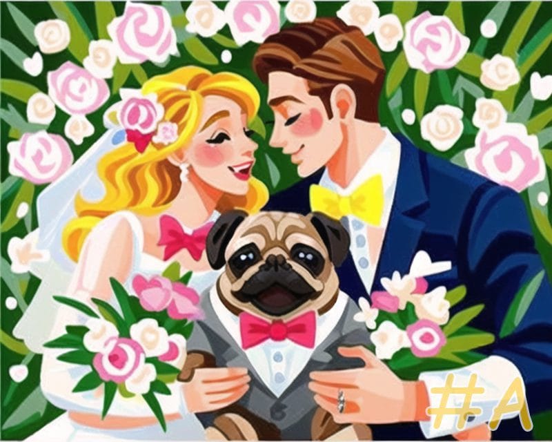 Pug In Wedding Day -Needlepoint Canvas