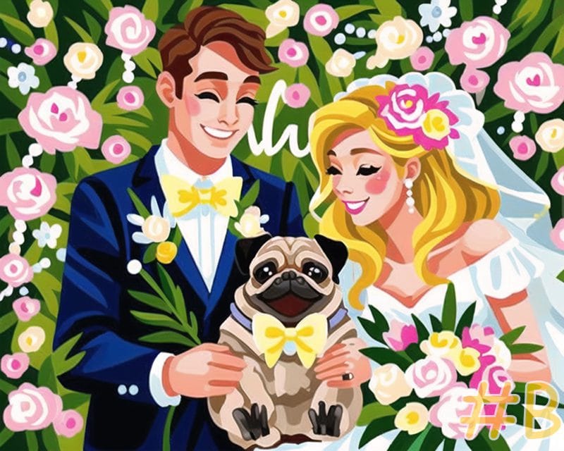 Pug In Wedding Day -Needlepoint Canvas