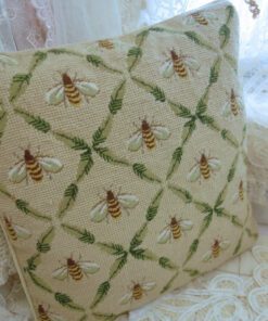 Needlepoint Pillow with Functional Bee Pattern