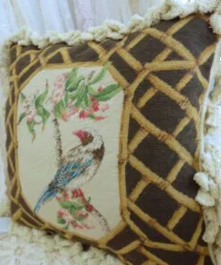 Bird and Floral Needlepoint Pillow from Cobble Country